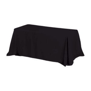 black floor-length rectangular tablecloth