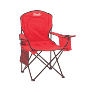 Company swag ideas red chair with pockets and cupholder