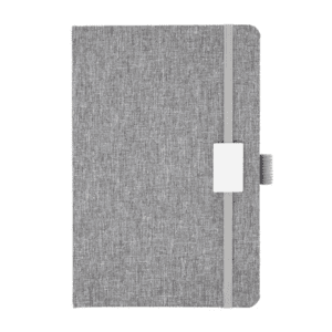 Company swag ideas gray fabric notebook