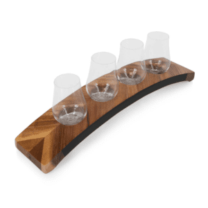 Company swag ideas arched wooden glasses holder with four glasses