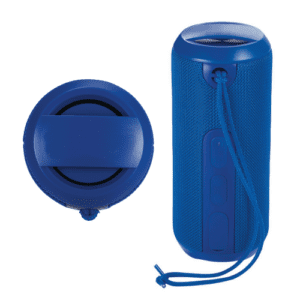 Company swag ideas blue speaker with strap